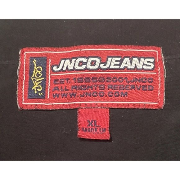 Vintage 90s XL JNCO Jeans Barbed Wire Button Down Shirt Grunge Rave Graffiti Y2K - Picture 4 of 7